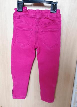 Джинсы, котоновые брюки, цвет розово-малиновый5 фото