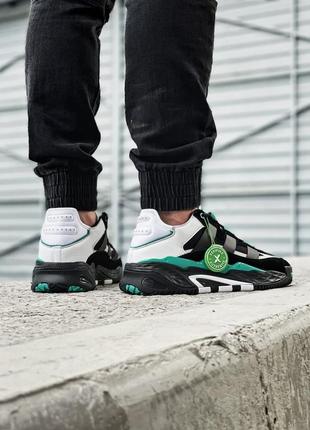 Крутые мужские трендовые кроссовки adidas niteball stockx чёрные с зелёным9 фото
