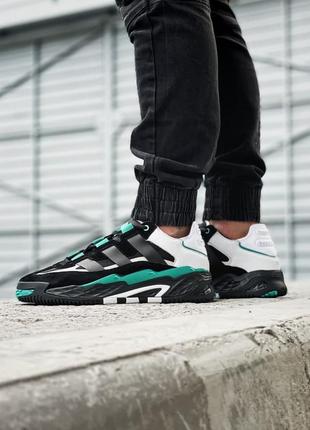 Крутые мужские трендовые кроссовки adidas niteball stockx чёрные с зелёным7 фото