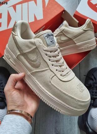 Кроссовки stussy x nike air force 1 low beige