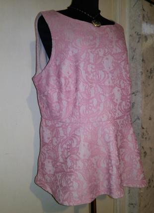 Ніжна,пудра,гіпюрова блузка з баскою,великого розміру,морокко