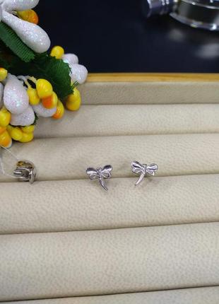 Срібні сережки гвоздики пусети маленькі метелик стрекоза 925