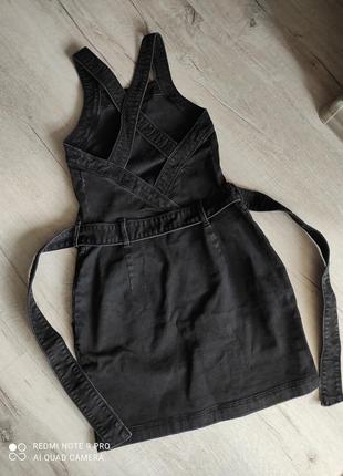 Zara платье сарафан комбинезон джинсовый чёрный бандажный новый! оригинал. р-р xs-s 42-447 фото