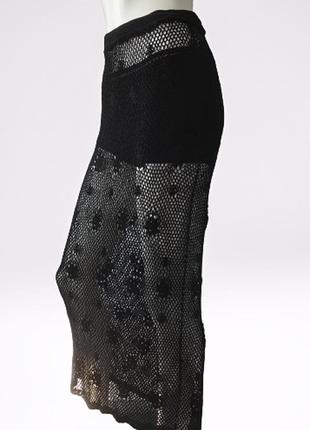 Черная вязанная прямая длинная юбка бренда laura ashley,британия2 фото