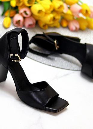 Босоножки на каблуке "jenna", черные, натуральная кожа