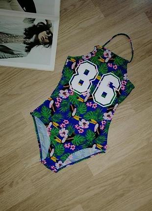 Купальник для дівчинки злитий, цілісний квітковий принт, тренд.