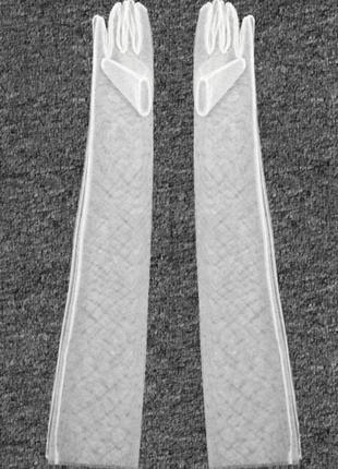 Перчатки свадебные женские ажурные прозрачные чёрные белые длинные для выпускной вечерние сетчатые4 фото