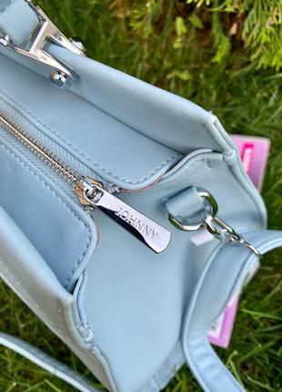 Женская сумка шоппер голубая с ручками на молнии с карманами - женские летние сумки 20214 фото