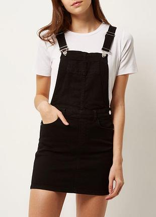 Джинсовый черный сарафан river island uk 8 eur 34 р. 40