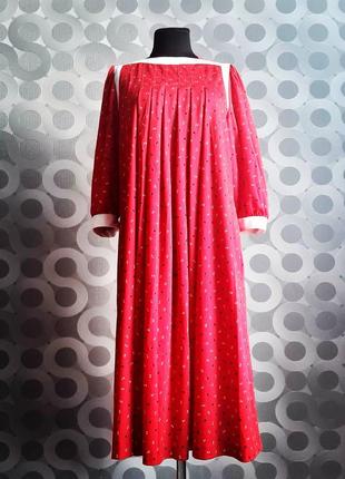 Розпродаж яскраве червоне вінтажна сукня сукня вінтаж ретро вільний крій оверсайз7 фото