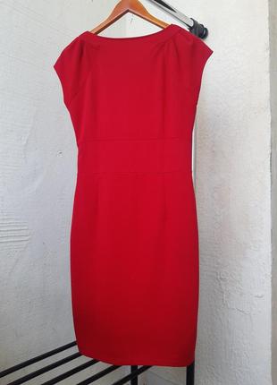 Трикотажне червоне плаття футляр довжина міді2 фото