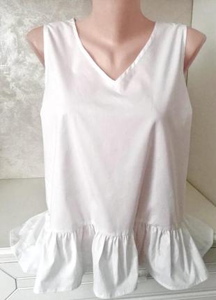 Белоснежная блуза с воланом оверсайз