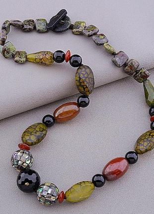 Бусы ожерелье колье натуральные камни яшма сердолик агат1 фото