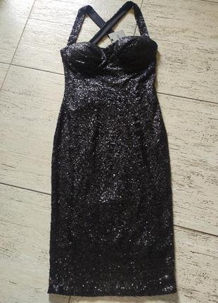 Asos черное платье - футляр с пайетками  м5 фото
