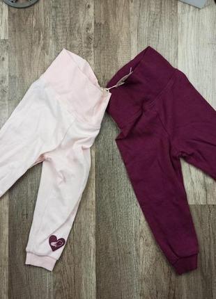 Ползунки штанишки на девочку lupilu розового цвета (набор) (6-12мес,2-6мес)