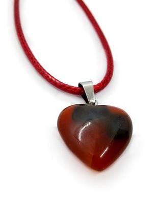 ❤️💖 красивий кулон "серце" натуральний камінь червона яшма на шнурку1 фото