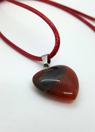 ❤️💖 красивий кулон "серце" натуральний камінь червона яшма на шнурку4 фото