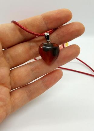 ❤️💖 красивий кулон "серце" натуральний камінь червона яшма на шнурку6 фото