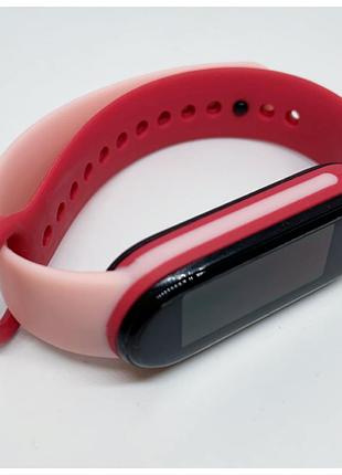 Силиконовый ремешок mi band 5 mi band 6 двухцветный розово/красивый