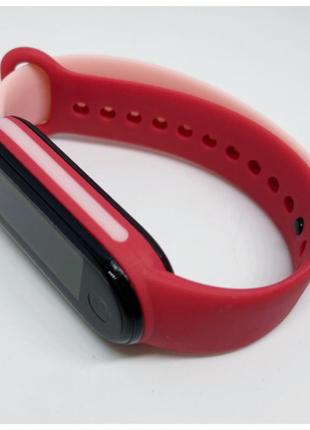 Силиконовый ремешок mi band 5 mi band 6 двухцветный розово/красивый2 фото