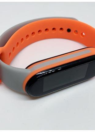 Ремешок mi band 5 mi band 6 двухцветный серо/оранжевый
