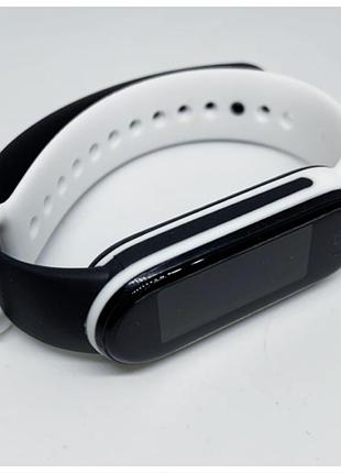 Силіконовий ремінець mi band 5 mi band 6 двоколірний чорно/білий 🎹🖤🤍