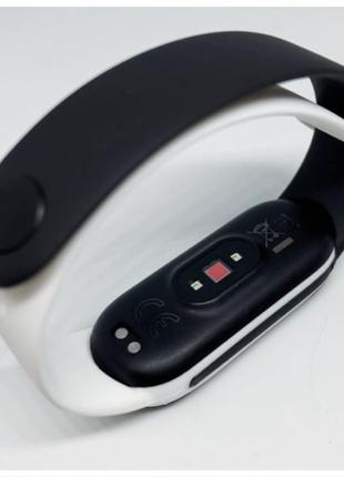 Силіконовий ремінець mi band 5 mi band 6 двоколірний чорно/білий 🎹🖤🤍3 фото