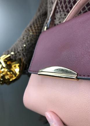 Маленька сумочка кроссбоди клатч через плече рожева пудра еко-шкіра o bag8 фото