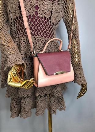 Маленька сумочка кроссбоди клатч через плече рожева пудра еко-шкіра o bag