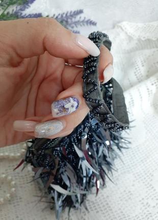 Сумка браслет гаманець клатч маленька вишита паєтки wristlet bag з ручкою петлею на зап'ясті