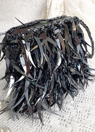 Сумка браслет гаманець клатч маленька вишита паєтки wristlet bag з ручкою петлею на зап'ясті