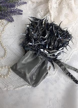 Сумка браслет гаманець клатч маленька вишита паєтки wristlet bag з ручкою петлею на зап'ясті