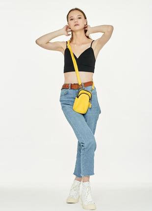 Жіноча дизайнерська жовта сумка на пояс бананка, сумка через плече для телефону1 фото