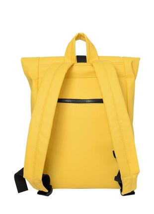 Яскравий желтій міський рюкзак з шкірозамінника, стильний для подорожей2 фото