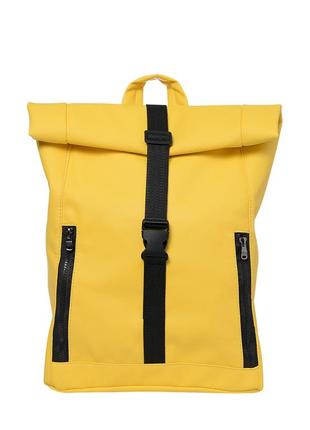 Яскравий желтій міський рюкзак з шкірозамінника, стильний для подорожей3 фото