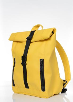 Яскравий желтій міський рюкзак з шкірозамінника, стильний для подорожей5 фото