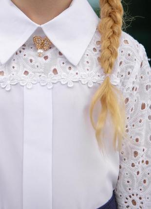 Ошатна біла блузка і спідниця в школу2 фото