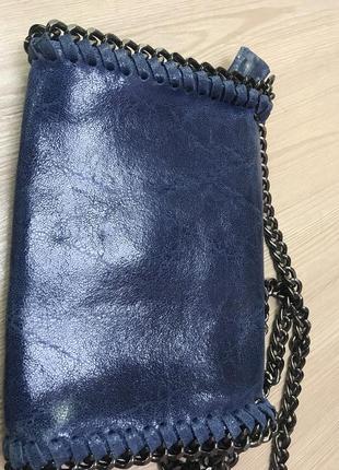 Сумочка шкіряна , синя genuine leather італія2 фото