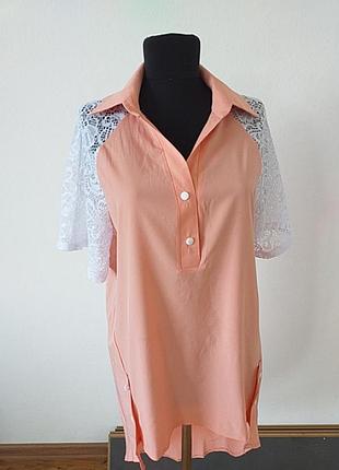 Блузка рубашка удлинённая сзади