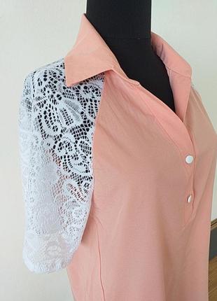 Блузка сорочка подовжена ззаду2 фото