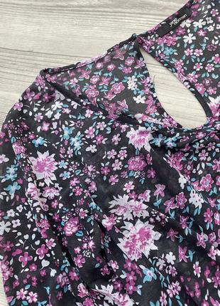Стильная блуза с широкими рукавами и высокой талией в цветы5 фото