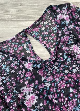 Стильная блуза с широкими рукавами и высокой талией в цветы6 фото