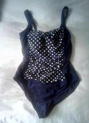 Купальник 14/16 синій в белий горох