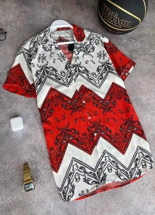 Рубашка мужская с принтом белая красная турция / сорочка чоловіча с надписью біла червона турречина2 фото