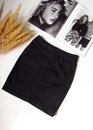 Джинсовая графитовая юбка / состояние хорошее / мини/