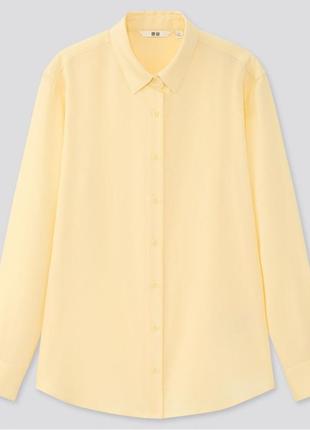 Рубашка светло-желтая  uniqlo