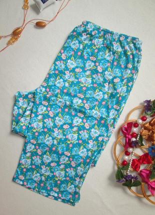 Суперовые хлопковые штаны батал в цветочный принт мильфлер высокая посадка for foseph 🍒🍓🍒4 фото