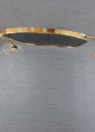 Louis vuitton очки женские солнцезащитные темно коричневые в золотой металлической оправе6 фото