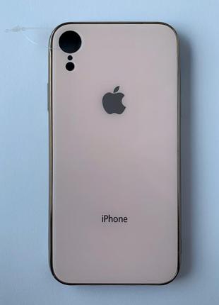 Чохол apple glass case рожево-злотистий для iphone xr2 фото