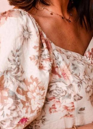 Приталений топ з лляної тканини h&m, блуза льняна, плаття в квіточку, 40 р, з нових колекцій 20213 фото